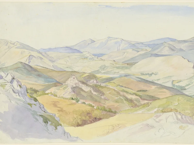 1806-Ludwig Friedrich Deurer - Le Colline Sabine e Rocca Santo Stefano viste da Civitella